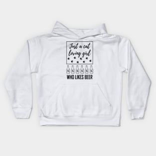 Just a cat loving girl who likes beer Kids Hoodie